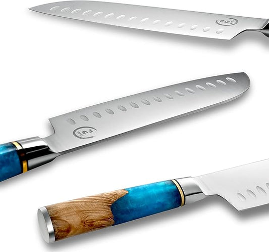 Santoku Knife Kitchen Knife Ultra Sharp Santoku Knife 7 Inch - High Carbon Stainless Steel - Ergonomic Resin Handle, Best Choice for Home Kitchen Chef Knife, Blue