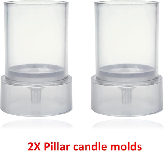 MILIVIXAY 2PCS Pillar Candle Mold -Height: 3.0inch,Diameter:2.0inch-30ft Long Wicks, 2pcs Wick Holders, a Mold Sealer and a Lead Wire Included as a Gift.