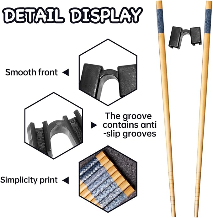 LYART 5 Pairs Reusable Training Chopsticks Beginners for Kids Adults Learners, Japanese Wooden Chopsticks Trainers Set, Dishwasher Safe, L8.86Inch (5.Simplicity print)