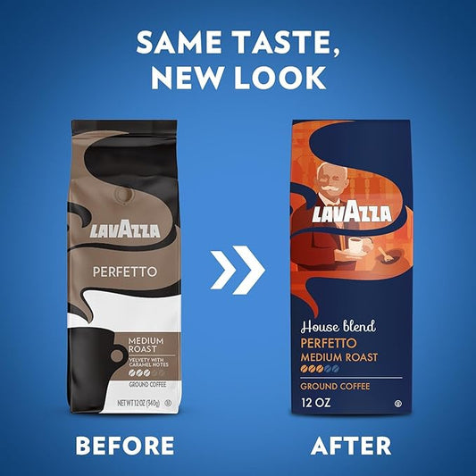 Lavazza House Blend Perfetto Ground Coffee 6 Bags of 12oz, Medium Roast, Full-bodied, Intensity 3/5, 100% Arabica, Ideal for Drip Brewers, (Pack of 6) - Package May Vary