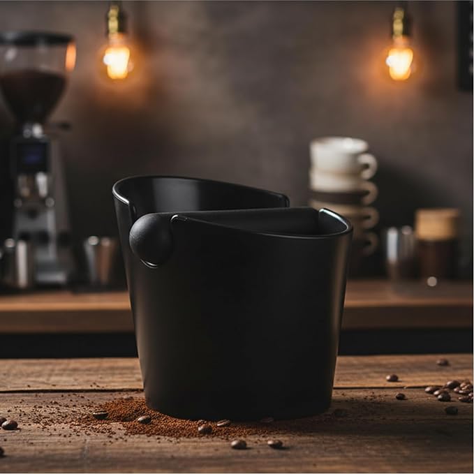 Coffee Knock Box, Espresso Dump Bin, Coffee Bin, 4.8 Inch Espresso Knock Box Shock-Absorbent Durable Barista Style with Removable Knock Bar and Non-Slip Base(Round) | Ailelan Coffee Knock Box, Espresso Dump Bin, Coffee Bin, 4.8 Inch Espresso Knock Box ...