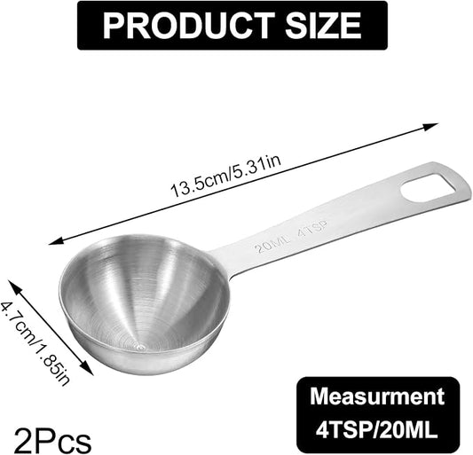 2 Pcs 4/3 Tbsp (4 tsp | 20 ml | 20 cc) Measuring Spoons Tablespoon Measuring Spoon Stainless Steel Measurings Spoon for Kitchen Cooking Spoons(Silver)
