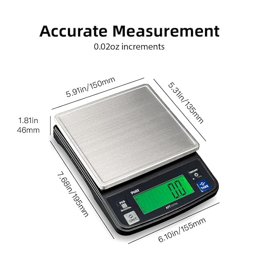 Polit KPT-EVO Digital Food Scale, 0.5g Rechargeable Kitchen Scale, 13lb/6kg | Stainless Steel Tray, Backlit LCD, Anti-Slip Feet, Fast Stable Readings, Baking, Coffee Brewing & Diet Tracking
