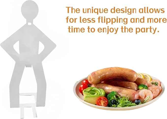 4 PCS Funny BBQ Stand Man Hot Dog Holder-Reusable Stainless Steel Hotdog and Sausage Stand-Portable Hot Dog Roaster-Barbecue Grill Accessories-Ideal For Camping And Party Gifts