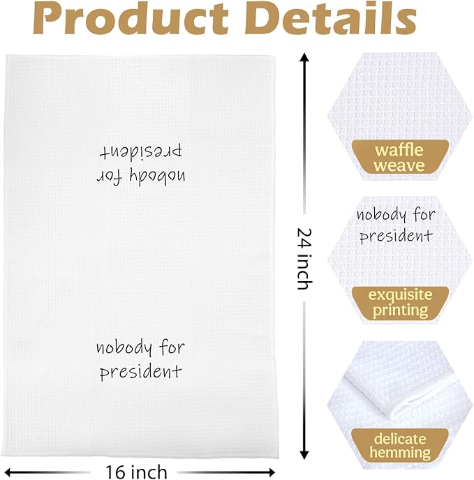 Sarcastic Political Kitchen Towels - Funny Political Gifts Decorative Waffle Dish Towels, Funny Kitchen Bathroom Decor, House Warming Gifts, 16x24 Inches