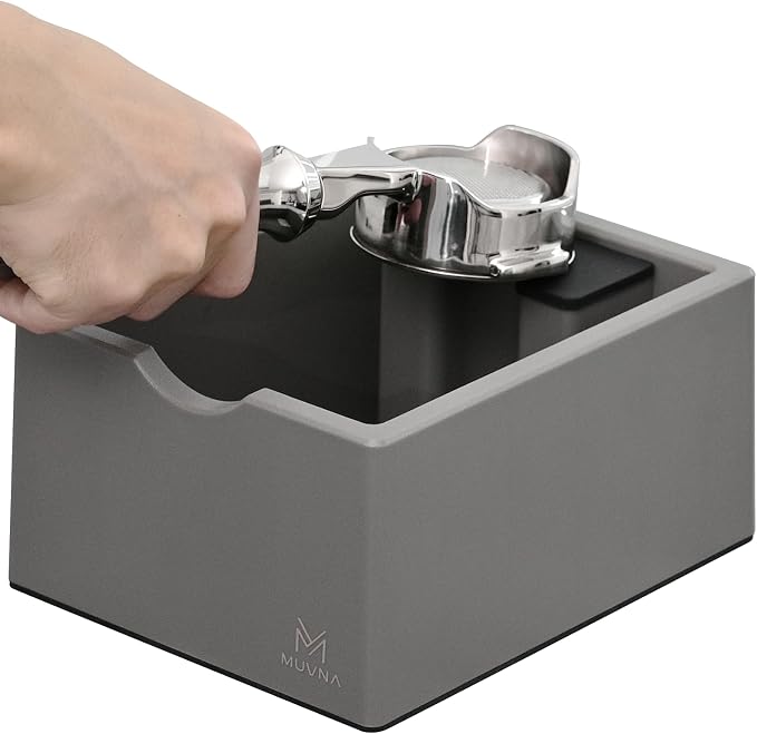 Espresso Knock Box, Durable ABS Plastic Coffee Grounds Dump Bin, Non-Slip Base with Tamping Station, Distribute and Tamp Espresso Product Tool,Espresso Barista Accessories