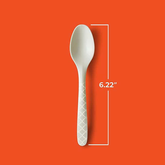 Hefty ECOSAVE Compostable Spoons, 3 Pack, Disposable Spoons for BBQs, Tailgates, Camping, Parties, and More, Strong and Durable Construction, Sustainable Design, 24 per Pack, 72 Total