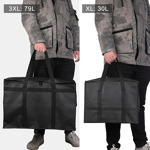 2-Pack Insulated Food Delivery Bag, XXX-Large Cooler Bags, Black | Insulated Grocery Shopping Bags, Food Carrier Catering Bag, Commercial Food Warmer Bag for Delivery Drivers for Hot/Cold Food