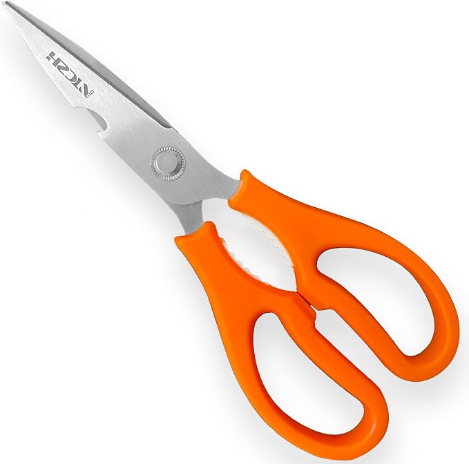 Kitchen Shears, Multi-function Heavy Duty Dishwasher Safe Poultry Shears, Food Grade Stainless Steel Sharp Utility Scissors for Food, White