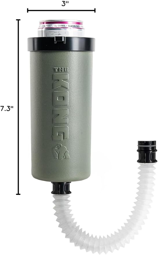 The Kong Skinny Can - Portable Coozie or Bottle Cooler/Cup With Detachable, Expandable, Hose To Funnel Your Drink (Green)