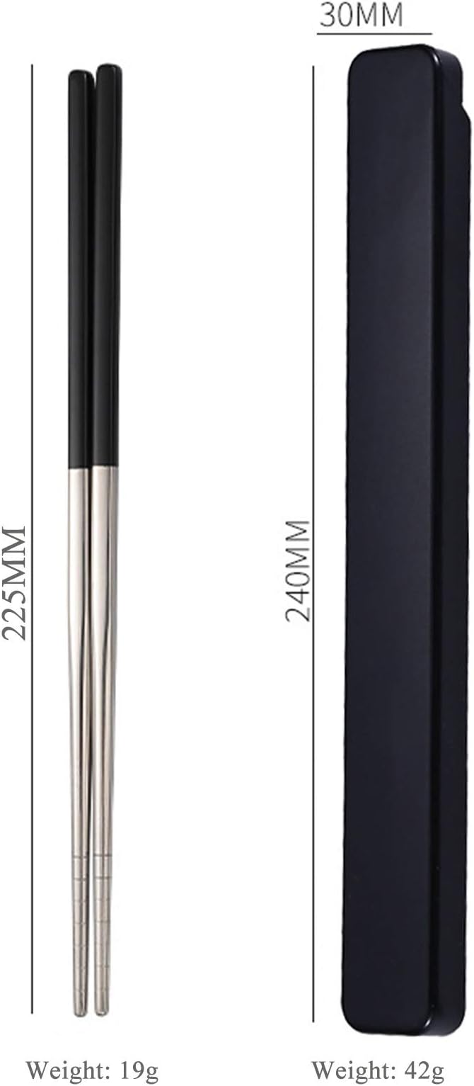 Chopsticks with Travel Case,Ultralight and Reusable for Camping 9'' 4PC | Portable,SUS304 Stainless Steel, with Case,Black Blue Green Light Blue, For Travel, Bento Box, Alternative to Wooden