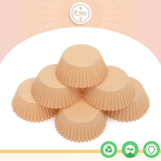 qiqee 600 Count Large Size Cupcake Liners Natural Muffin Liners Food Grade Jumbo Baking Cups Paper No Smells (Large Size)