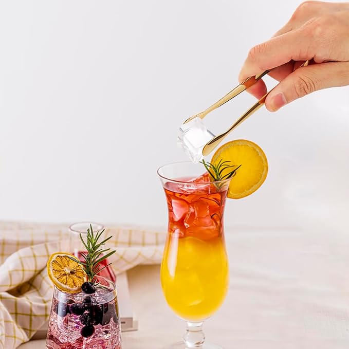 8PCS Gold Mini Metal Tongs, 4.3" Stainless Steel Tiny Tong, Small Kitchen Accessories for Serving Food, Ice, Sugar Cube, Salad, Toaster, Desserts