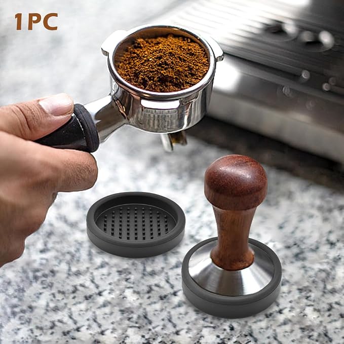 Coffee Knock Box, 5 Inch Espresso Dump Bin with Detachable Knock Rod & Silicone Tamper Pad, Non-Slip Base for Home Office Espresso Machine Accessories