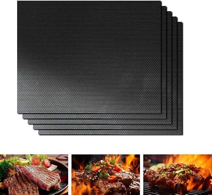 The Koala Kitchen Co.™ BBQ Grill Mats for Outdoor Grill Cooking (5 Pack) Reusable, Non Stick & Dishwasher Safe | High Heat Teflon Grilling Mat Liners for Barbecue | Pads for Gas, Charcoal & Electric