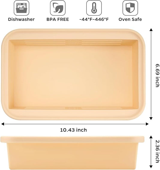 Super Ice Cube Tray 6 Cups Huge Ice Big Silicone Freezing Mold with Lid, for Soup&Meal, Prep Food Leftovers Freezer Storage Container, for Ice bath, 2Pack