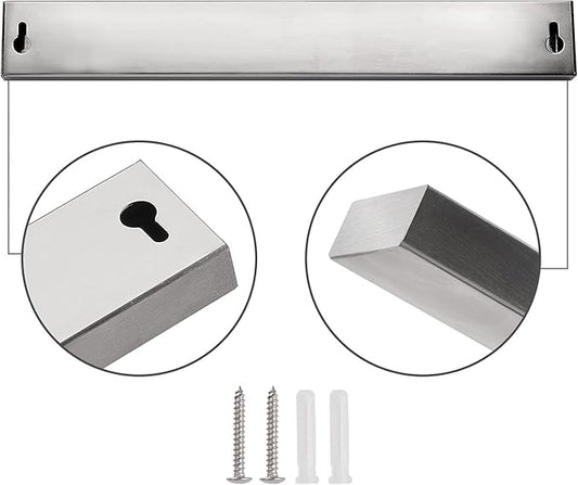 Enkrio Knife Magnetic Strip - Upgraded 15.7 Inch Stainless Steel Magnetic Knife Holder for Wall with 3M Type, Magnet Knife Strip Bar Rack for Kitchen Utensil & Tool Holder