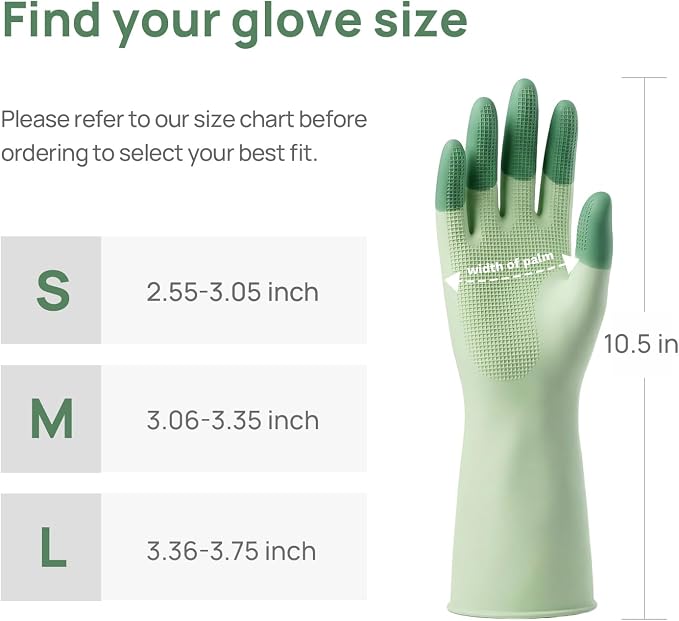 Natural Latex Cleaning Gloves, 3 Pairs | Reusable, Kitchen Gloves, Dishwashing, Household Cleaning