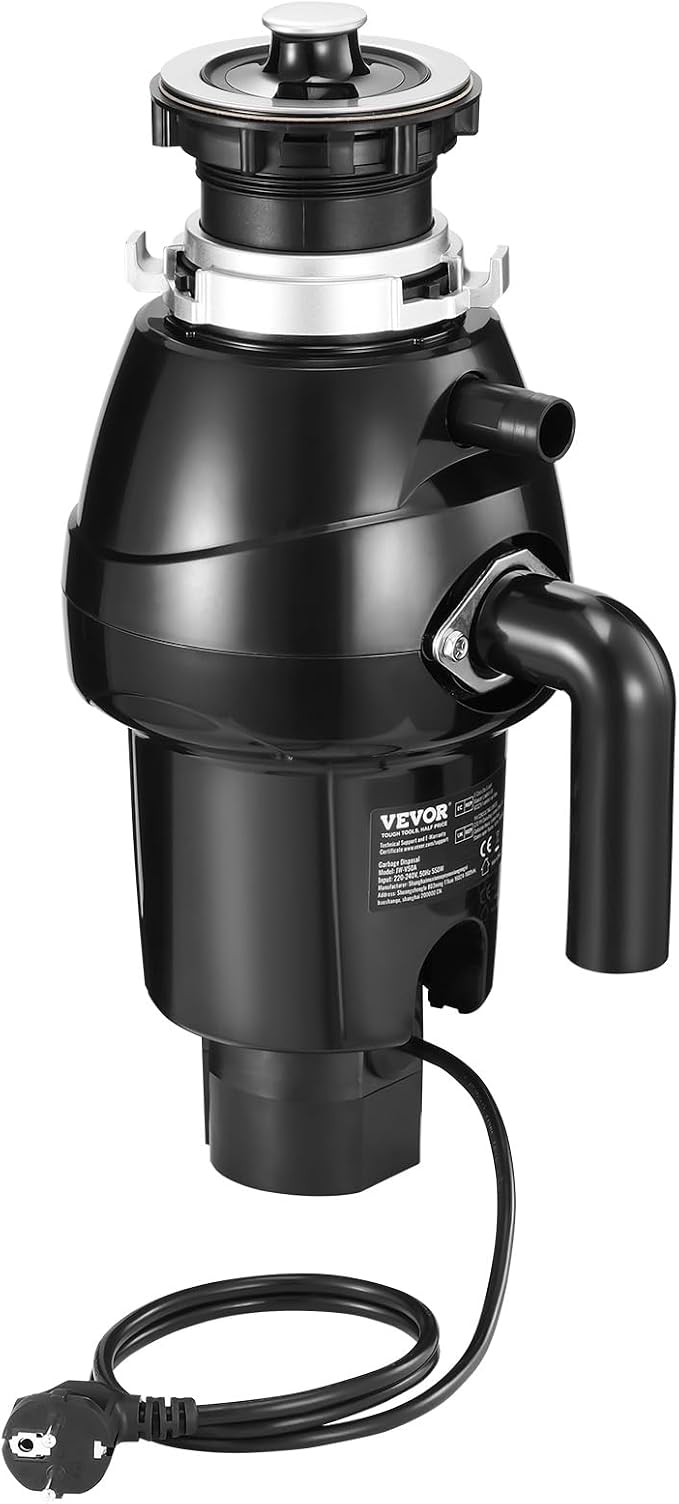 VEVOR Garbage Disposal, 3/4HP 3250RPM DC Motor, Continuous Feed Food Waste Sink Disposer, EZ Connect Food Waste Grinding System with Sound Reduction, Power Cord and Splash Guard, for Kitchen
