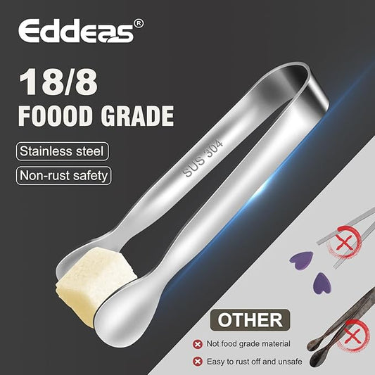 Mini Tongs For Serving Food,Set fo 12 Small Tongs For Appetizers,Small Stainless Steel Metal Cooking Tong,for Tea Party Coffee Bar, 4 inch Sugar Tong - Silver