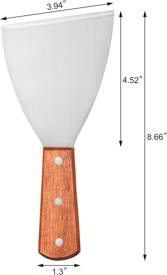New Star Foodservice 38309 Wood Handle Slant Edge Grill Scrapers, 4 by 8.5-Inch