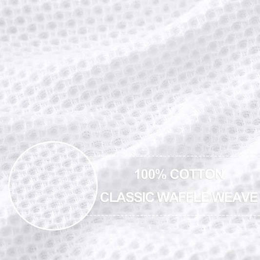 Homaxy 100% Cotton Waffle Weave Kitchen Dish Cloths, 7-Pack, White | 12 x 12 Inches, Ultra Soft Absorbent Dish Towels, Quick Drying Dish Rags with Hanging Loop