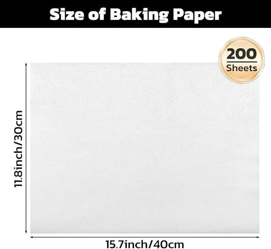 Beasea Parchment Paper Sheets, 200pcs 12x16 Inch White Precut Nonstick Heavy Duty Parchment Baking Paper Sheets for Air Fryer Cooking, Grilling, Frying and Steaming