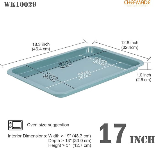 CHEFMADE Sheet Pan, Nonstick 17-Inch Rimmed Cookie Sheet for Baking, Baking Sheet Bakeware for Oven (Green)