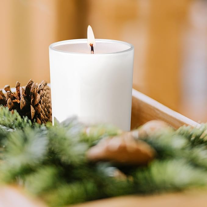 Thick Candle Jars for Making Candles 12 Pcs, 14 OZ Empty Jars with Wood Lids for Candle Making, Sample Container, Light White