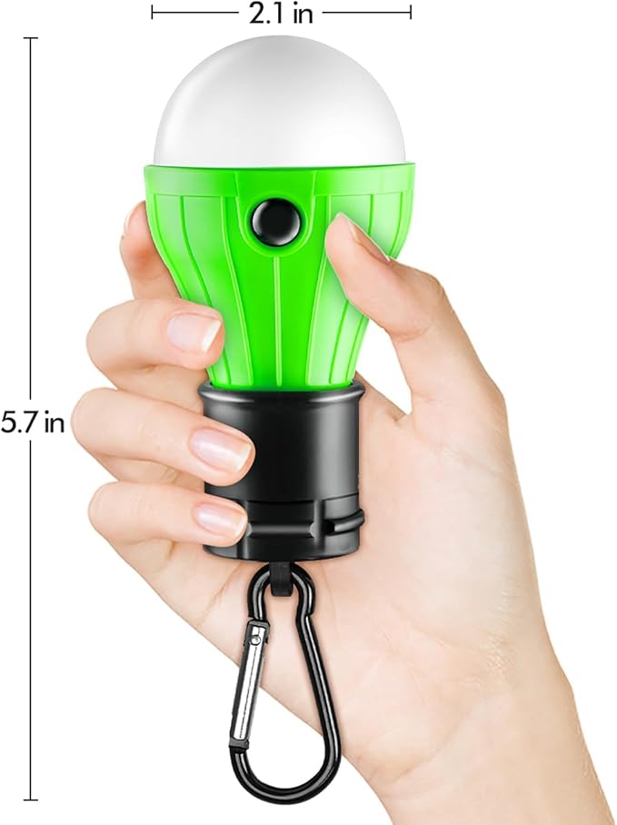 FLY2SKY Portable LED Gear Camping Lights with Clip Hook Emergency Light | Battery Powered LED Tent Lights Bulbs Outdoor Camping Essentials for Hiking Backpacking Hurricane Power Outage Emergency Gear