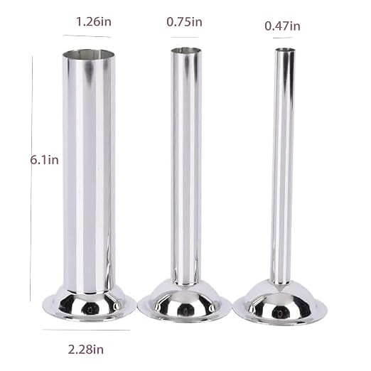 3-Piece Sausage Stuffer Tubes Set for #5 Stuffer | Durable Stainless Steel Sausage & Meat Stuffer Funnels,Interchangeable Tubes for Home Kitchen Sausage Making