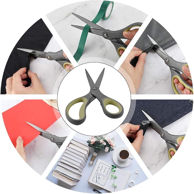LIVINGO 8" Titanium Non Stick Scissors 2 Pack Paper Cutting Shears | Sharp Stainless Steel Blade, Smooth Comfort Grip, Tape Paper Cardboard Cutting, Office School Supplies, Green Yellow