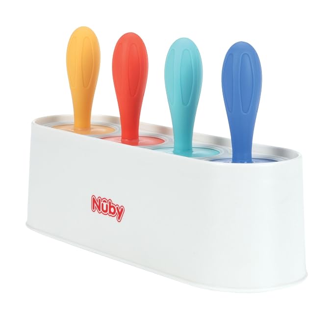 Nuby Stick Pops - (4-Count) Silicone Popsicle Molds for Toddlers and Babies 4+ Months - Easy to Make Frozen Treats or Baby Teething Relief