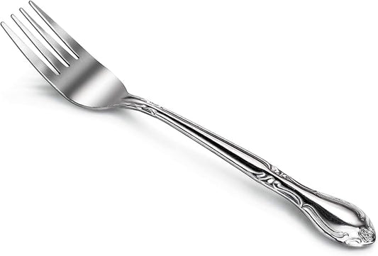 New Star Foodservice 58666 Rose Pattern, 18/0 Stainless Steel, Salad Fork, 6.2-Inch, Set of 12