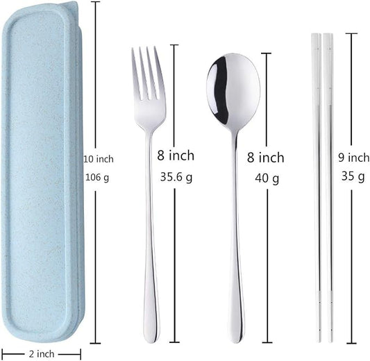 3 PCS Outdoor Flatware Set Fork Spoon Chopsticks/Travel Flatware Set with a Case