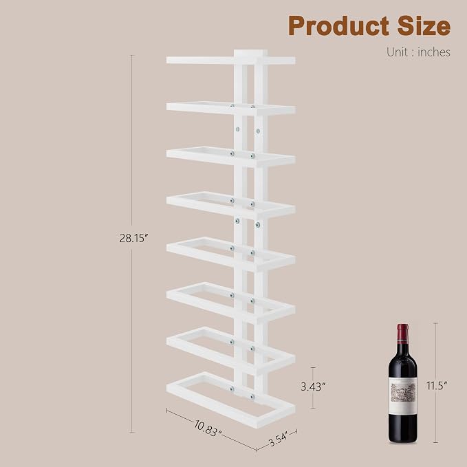 Hoctieon 2-Set 8 Tier Wall Mount Wine Rack (16 Tiers), Wall Racks for Wine Bottles Display and Storage, Hanging Bottle Organizer for Living Room, Dining Room, Wine Cellar, Bar, White