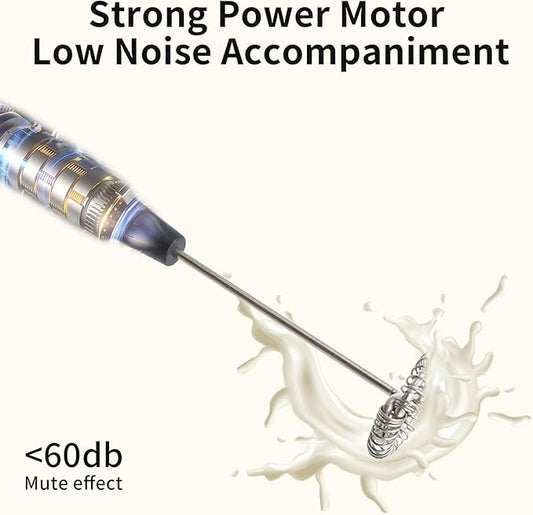 milk frother handheld Battery,Stainless steel housing frother for coffee,stirrers electric With bracket,frother for Matcha, Lattes, Cappuccino Black