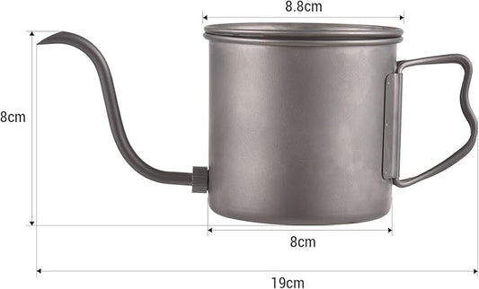 Gooseneck Coffee Kettle, 400ml Pour Over Kettle Ti Folding Handle Water Kettle with Lid