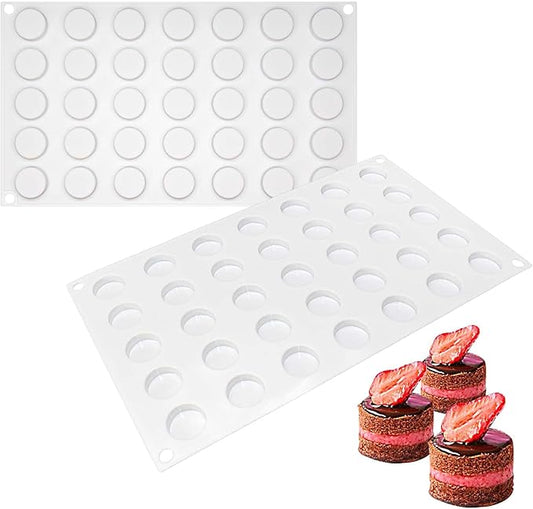 Funshowcase Mini Round Disc Silicone Mold Tray per Cavity 0.9x0.9x0.4inch 35 Cavities