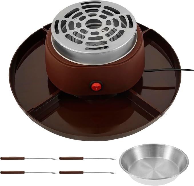 2-In-1 S'mores Maker & Chocolate Fondue Set, 280W Tabletop Indoor S'mores Kit with 10 Accessories, Maximum Disk Diameter 30 Cm, Electric Marshmallow Roaster for Parties, Movie Nights & Gifts