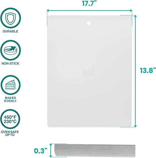 Commercial Quality Baking Sheet Pan Set, Pure Aluminum, Wrap Resistant, Large Flat Cookie Sheet 18" x 14", 100% Recycled Flat Baking Sheet Commercial Grade - The Natural Aluminum Collection