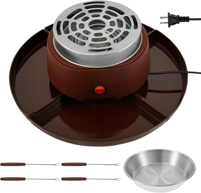 Electric Smores Maker Tabletop Indoor with 4 Detachable Trays and 4 Forks Flameless Electric Roaster for Movie Night Supplies