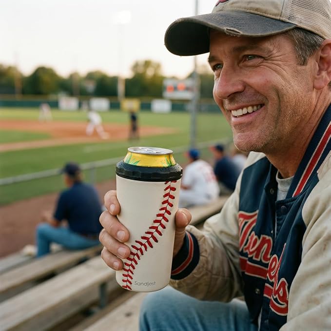 Baseball Can Cooler 12oz - Travel Mug Cups - Stainless Steel Insulated for Men Women Players - Tumbler Cans Koozie, Sport Gift for Fan Coach Lovers