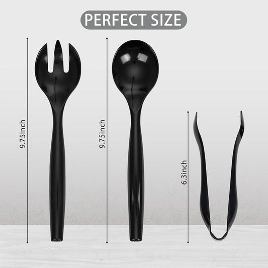 Supernal 36pcs Serving Utensils,Black Plastic Serving Utensils,Disposable Serving Utensils Set Include 9.75"Serving Spoons 9.75"Serving Forks 6.3"Plastic Serving Tongs for 12 Guests