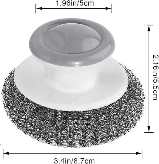 24Pack Steel Wool Scrubber with Handle, Stainless Steel Scrubber for Cleaning Cast Iron, Dishes, Stock Pots, Pans, Griddles, Grills