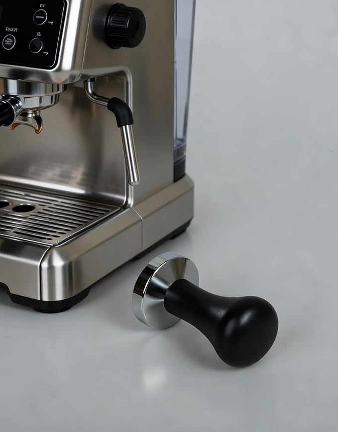 51mm Espresso Tamper, Espresso Machine Accessories, Espresso Tamper with Wood Handle, Durable Metal Tamper, Medium Weight, Home & Café Use Coffee Tamper