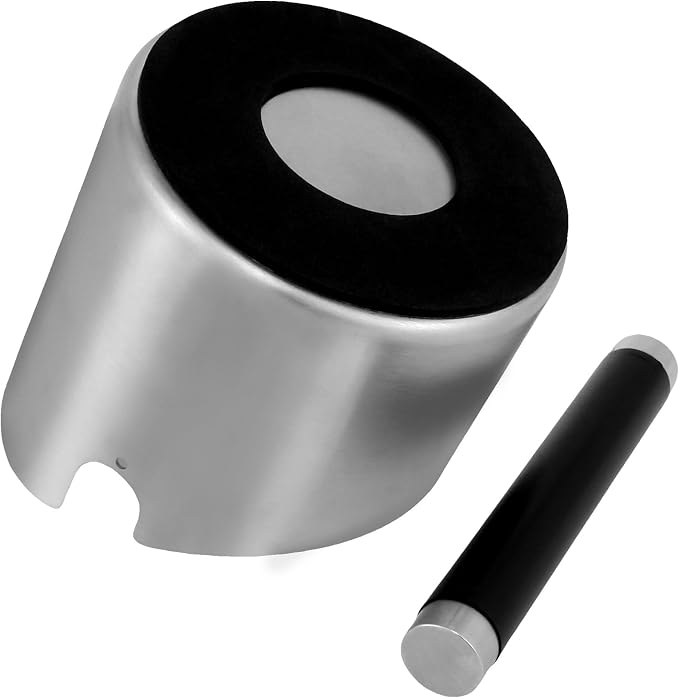 4.3Inch Coffee Knock Box, Stainless Steel Espresso Knock Box,Non Slip Beveled Coffee Ground Bin Large Espresso Dump Bin with Removable Knock Bar