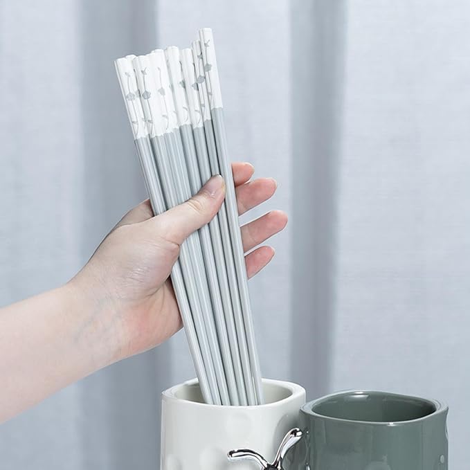 5 Pairs Fiberglass Chopsticks Dishwasher Safe, Slivek Reusable Chopsticks Non-slip and Lightweight, 24.3cm/9.57in Japanese Chinese Korean Chop Stick, Blue