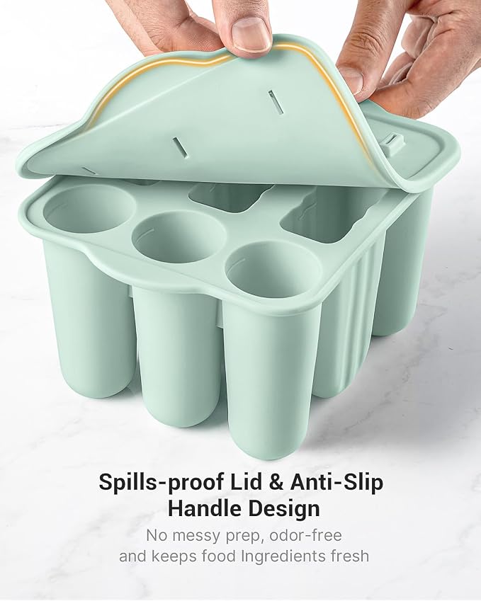 9-Cavity Popsicle Molds for Kids, Homemade BPA-Free Silicone Popsicle Maker Mold Set Easy Release Popsicles Molds with Sticks DIY Ice Pop Mold for Kids (Green)