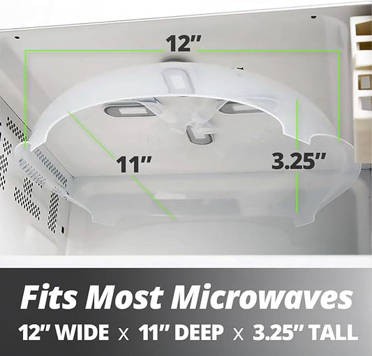HOVER COVER Magnetic Splatter Cover, 12-Inch Clear BPA-Free Food Lid, Vented Plate Guard with Steam Vents, Anti-Splash Microwave Lid, Dishwasher Safe, Space-Saving Magnetic Storage - Graphite